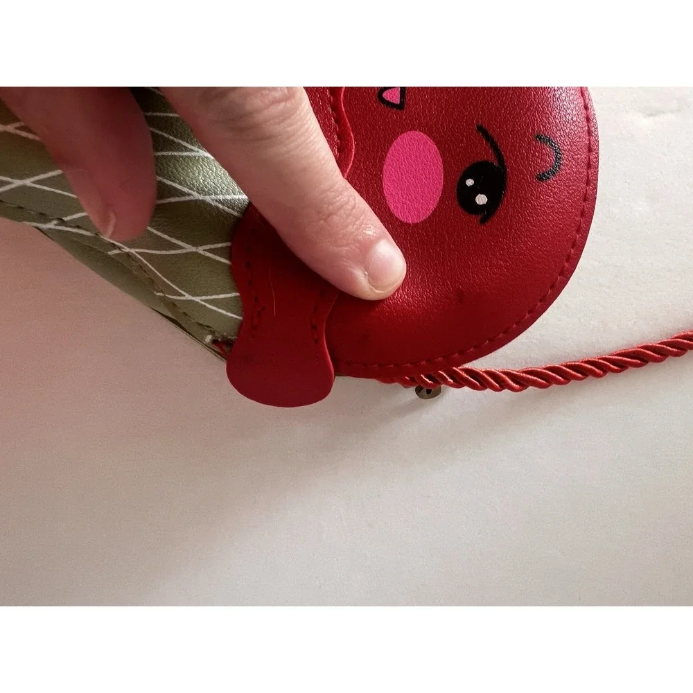 ICE CREAM CONE Girl Crossbody Purse Bag Red Face Novelty Whimsical Zip Accessory